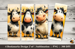 Cute Dairy Cow Bookmarks Sublimation Design Product Image 1