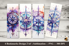 Boho Compass Bookmarks Sublimation Design Product Image 1