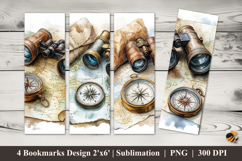 Vintage Compass Bookmarks Sublimation Design Product Image 1