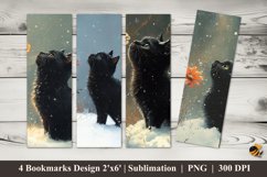 Winter Cat Bookmarks Sublimation Design Product Image 1