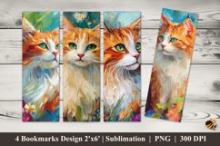 Watercolor Cat Bookmarks Sublimation Design Product Image 1