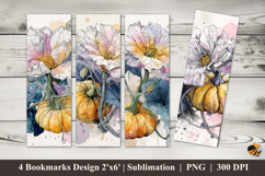 Pumpkin and Wildflowers Bookmarks Sublimation Design Product Image 1