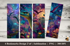 Dinosaur Forest Bookmarks Sublimation Design Product Image 1