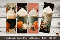 Fall Drinks Bookmarks Sublimation Design Product Image 1
