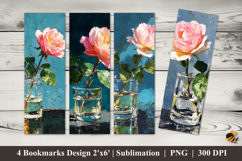 Glass Vase Roses Bookmarks Sublimation Design Product Image 1