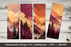Pine Mountains Bookmarks Sublimation Design Product Image 1