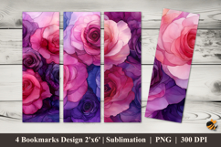 Purple Pink Rose Bookmarks Sublimation Design Product Image 1