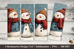 Chubby Snowman Bookmarks Sublimation Design Product Image 1
