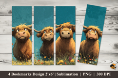 Picnic Cows in the Mountains Bookmarks Sublimation Design Product Image 1