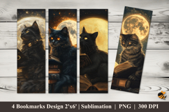 Cat Reading Bookmarks Sublimation Design Product Image 1
