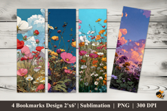Wildflower Field Bookmarks Sublimation Design Product Image 1