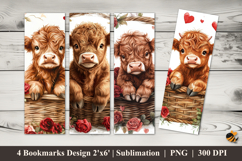 Unique Tiny Cow Bookmarks Sublimation Design Product Image 1