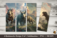 Dinosaur Adventure Bookmarks Sublimation Design Product Image 1