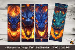 Dragon Fire Bookmarks Sublimation Design Product Image 1