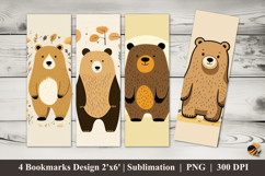 Brown Bear Bookmarks Sublimation Design Product Image 1