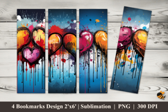 Colored Love Bookmarks Sublimation Design Product Image 1