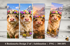 Rainbow Nature Cow Bookmarks Sublimation Design Product Image 1