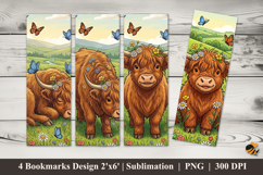 Cartoon Mountain Cow Bookmarks Sublimation Design Product Image 1
