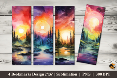 Northern Lights Aurora Bookmarks Sublimation Design Product Image 1