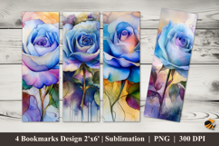 Pale Blue Rose Bookmarks Sublimation Design Product Image 1