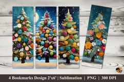 Winter Ornamental Trees Bookmarks Sublimation Design Product Image 1