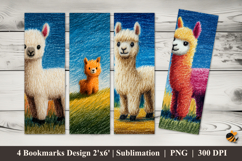Alpaca in the Meadow Bookmarks Sublimation Design Product Image 1