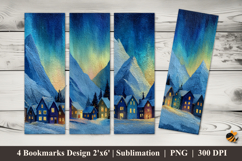 Blue Winter Glow Bookmarks Sublimation Design Product Image 1