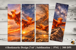 Fantasy Firebird Bookmarks Sublimation Design Product Image 1