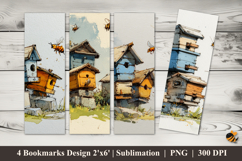 Bee Hive Bookmarks Sublimation Design Product Image 1