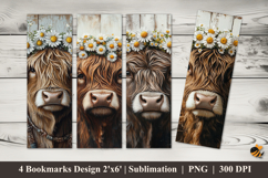 Daisy Cow Bookmarks Sublimation Design Product Image 1