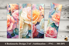 Rainbow Rose Bookmarks Sublimation Design Product Image 1