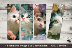 Kawaii Kitten Bookmarks Sublimation Design Product Image 1