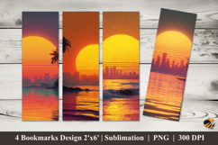 City Beach Twilight Bookmarks Sublimation Design Product Image 1
