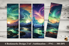 Aurora Night Sky Bookmarks Sublimation Design Product Image 1