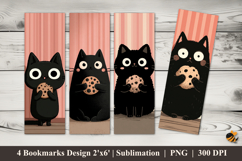 Cute Cat Eating Bookmarks Sublimation Design Product Image 1