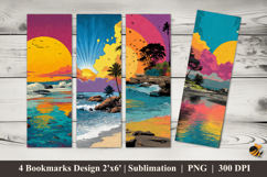Beach Pop Art Bookmarks Sublimation Design Product Image 1