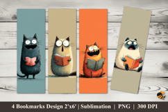 Funny Cat Bookmarks Sublimation Design Product Image 1