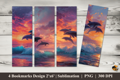Dolphin Fun Bookmarks Sublimation Design Product Image 1