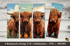 Cartoon Cow Bookmarks Sublimation Design Product Image 1