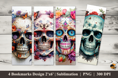 Butterfly Skull Bookmarks Sublimation Design Product Image 1