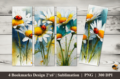 Ladybug Aster Bookmarks Sublimation Design Product Image 1