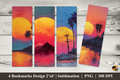 Neon Sunset Beautiful Bookmarks Sublimation Design Product Image 1