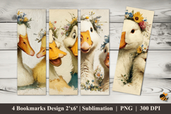 Two Pair of Ducks Bookmarks Sublimation Design Product Image 1