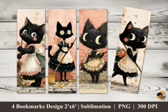 Beautiful Cat Imagination Bookmarks Sublimation Design Product Image 1