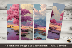 Pink Forest Serenity Bookmarks Sublimation Design Product Image 1