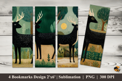 Black Deer Bookmarks Sublimation Design Product Image 1