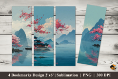 Spring Mist Landscape Bookmarks Sublimation Design Product Image 1