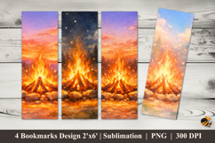 Bonfire Light Bookmarks Sublimation Design Product Image 1