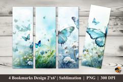 Butterflies Perch Bookmarks Sublimation Design Product Image 1