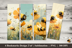 Little Bees Bookmarks Sublimation Design Product Image 1